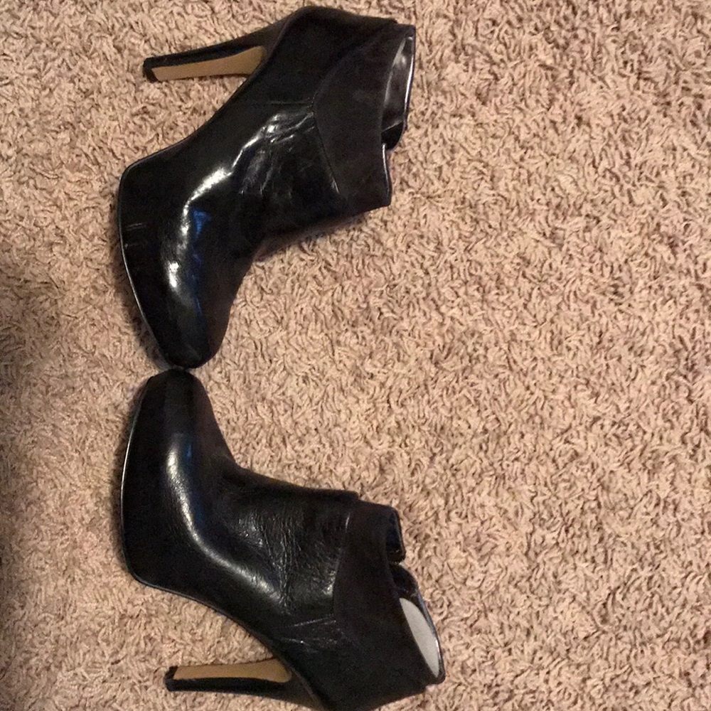 Black leather booties